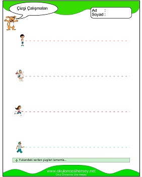 okul öncesi çizgi çalışma sayfaları